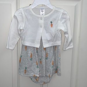 Carter’s, 6-9m, Super Cute 🐇 2pc Onesie Dress Set w/ Cotton Cover Up